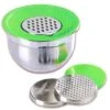 6pc Set 1 Stainless Steel Bowl 3 Graters Green Double Lid Hand Mixer Mixing 3L -Wilton Shop 41WlxCH2NlL