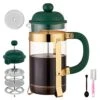 French Press Coffee & Tea Maker, 34 Ounce Coffee Press Coffee Maker, 304 Stainless Steel Heat Resistant High Boron Glass Easy To Clean (Dark Green, 34oz) -Wilton Shop 41WmI7KcjlL