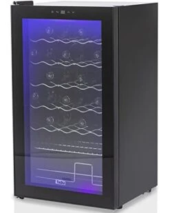 34 Bottles Wine Cooler, Freestanding Wine Fridge, Count Top Wine Cellar With Digital Temperature Display And Compressor (Black)