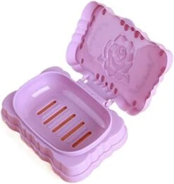Soap Holder， Travel Portable Storage Box With Lid Soap Box Sealed Waterproof Soap Rack Face Wash Soap Box Three-Dimensional Carved Soap Dish (Color : Purple) -Wilton Shop 41Wy4ugdlwL. AC 1