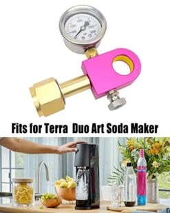 NTSUMI Soda Refill Adapter Fit For DUO Terra Art Pink Soda Cylinder, Carbonator Soda Refill Quick Adapter For Pink CO2 Cylinder-Quick Connect With Pressure Gauge -Wilton Shop 41WzWt4sKvL