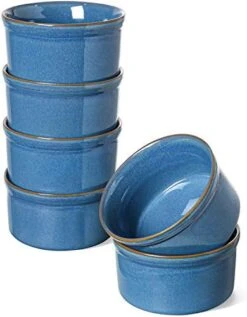 Ramekins 6 Oz, Ceramic Souffle Dishes, Ramekin For Creme Brulee, Lava Cakes, Pudding, Custard Cups, Souffle, Pot Pie, Dip Sauce -3.8 Inch, Set Of 6, Ceylon Blue -Wilton Shop 41X56kHVGDL. AC