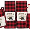 Winter Bear Christmas Kitchen Towel And Pot Holder Set: Traditional Red Black Check With Beary Christmas Patch -Wilton Shop 41X68t4jxkL