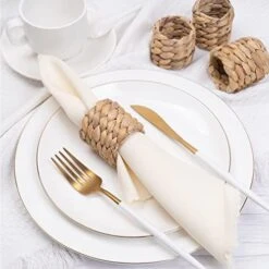 Napkin Rings Set Of 12, Hand Woven Natural Water Hyacinth Napkin Rings, Farmhouse Handmade Napkin Rings For Birthday Party, Thanksgiving, Wedding, Christmas Festival Table Decoration -Wilton Shop 41X6jLfZG0L