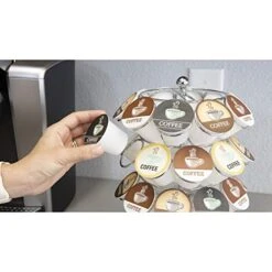 K Cup Holder – Compatible With K-Cups, Coffee Pod Carousel | 40 K Cup Holder, Spins 360-Degrees, Lazy Susan Platform, Modern Chrome Design, Home Or Office Kitchen Counter Organizer -Wilton Shop 41X7w0ljRWL