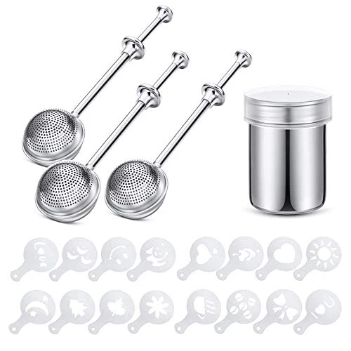 4 Pcs Flour Dusting Wand For Baking Kitchen, Powdered Sugar Flour Duster Dispenser Shaker For Sugar, Flour And Spices, Pick Up And Dust Flour Sifter, 18/8 Stainless Steel, Printing Molds Stencils 3 4 Pcs Flour Dusting Wand For Baking Kitchen, Powdered Sugar Flour Duster Dispenser Shaker For Sugar, Flour And Spices, Pick Up And Dust Flour Sifter, 18/8 Stainless Steel, Printing Molds Stencils