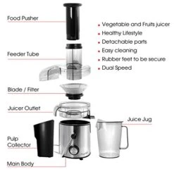 Chef Wide Mouth Extractor Juice Machine With Dual Speed Centrifugal Stainless Steel Juicer, 3.5 Cup, Chrome Silver 18 Chef Wide Mouth Extractor Juice Machine With Dual Speed Centrifugal Stainless Steel Juicer, 3.5 Cup, Chrome Silver -Wilton Shop 41XIzphFvrL