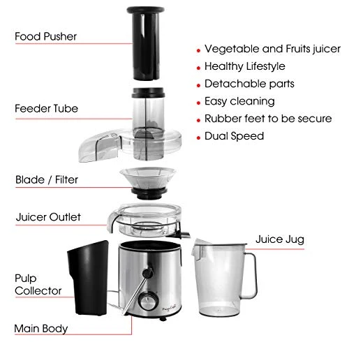 Chef Wide Mouth Extractor Juice Machine With Dual Speed Centrifugal Stainless Steel Juicer, 3.5 Cup, Chrome Silver 9 Chef Wide Mouth Extractor Juice Machine With Dual Speed Centrifugal Stainless Steel Juicer, 3.5 Cup, Chrome Silver - Image 7