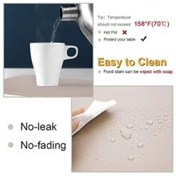 Faux Leather Placemats For Dining Table, Wipeable Washable Waterproof Placemats, Champagne Indoor Outdoor Table Mats Set Of 6, Rectangle Easy Clean Placemats, Summer Home Kitchen Place Mats By WEHVKEI -Wilton Shop 41XJ5AGogVS