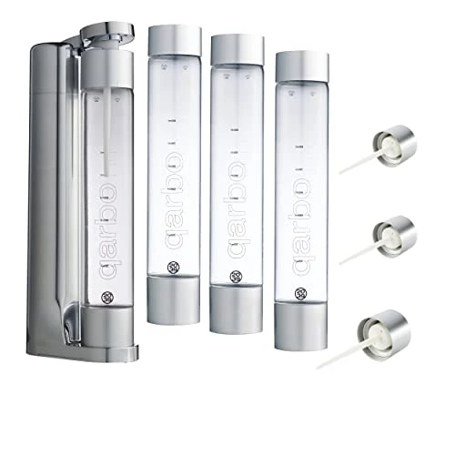 Wenty39 Qarbo Sparkling Water Maker With 4 Bottles, And 3 Aircharge Caps (Chrome) 3 Wenty39 Qarbo Sparkling Water Maker With 4 Bottles, And 3 Aircharge Caps (Chrome)
