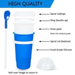 Slushy Cup, TIK TOK Slushie Maker Cup Frozen Magic Squeeze Cup, Ice Cream Maker Cup, Cool Stuff Trending Tiktok Items Homemade DIY Cool Gadgets With Lid & Straw (350ML, BLUE) (Pink) -Wilton Shop 41Xb1FW2oeL