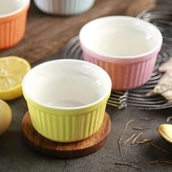 Ramekins 6oz Oven Safe,Creme Brulee Ramekins And Souffle Dishes,Porcelain Ramekin Baking Bowls,Dipping Sauce Dish.Pudding Cups,Set Of 6,Colorful. (Colorful) -Wilton Shop 41XfAd8FKOL
