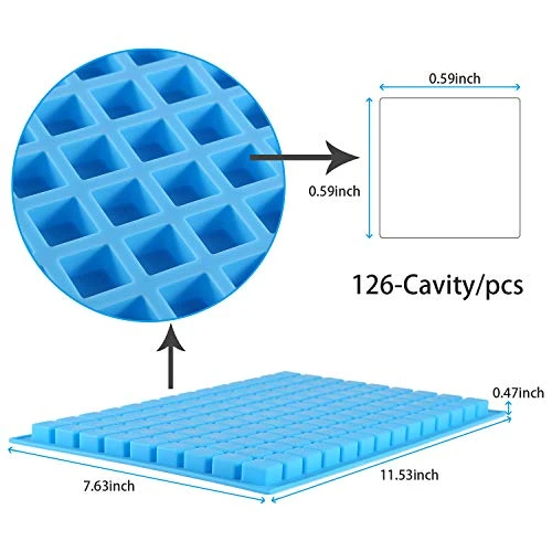 Silicone Candy Molds, 2 Pack 126-Cavity Mini Square Chocolate Molds For Gummy Jelly Truffles Pralines Caramels, Ice Cube Tray Molds 6 Silicone Candy Molds, 2 Pack 126-Cavity Mini Square Chocolate Molds For Gummy Jelly Truffles Pralines Caramels, Ice Cube Tray Molds - Image 4