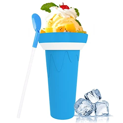 Slushie Maker Cup, TIK TOK Magic Squeeze Cup Quick Frozen Smoothies Cup Double Layer Slushy Maker Cup, Homemade Milk Shake Ice Cream Maker DIY It For Children And Adults (Large-Cup-Light Blue) 3 Slushie Maker Cup, TIK TOK Magic Squeeze Cup Quick Frozen Smoothies Cup Double Layer Slushy Maker Cup, Homemade Milk Shake Ice Cream Maker DIY It For Children And Adults (Large-Cup-Light Blue)