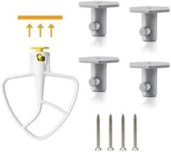 Stand Mixer Attachment Holder, Wooden Wall Mounted Holder With 4-Pack Plastic Hangers, Kitchen Accessories Storage Organizer Parts Compatible With Kitchenaid Mixer Attachments For Space-saving -Wilton Shop 41Y2ocolUCL. AC