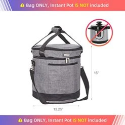2 Compartments Carry Bag For 6 Quart Instant Pot, Pressure Cooker Travel Tote Bag Have Accessory Pockets For Spoon, Measuring Cup, Steam Rack, Insulated Carrier With Easy To Clean Lining, Grey -Wilton Shop 41YAojZUFzL