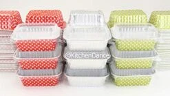 Disposable Aluminum Mini 6 Ounce Individual Sized Loaf Pans #4004 Color & Lid Options (Gold Polka Dot- With Lids, 50) -Wilton Shop 41YDKpRkhPL 1