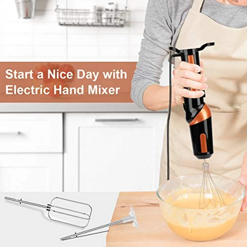 Hand Mixer Electric,Handheld Stick Mixer Egg Beater Set W/AC, Stainless Steel Egg Whisk, BPA-Free Beater, Drink Mixer Attachment, Rotatable Angle Hand Kitchen Mixer For Coffee 5 Hand Mixer Electric,Handheld Stick Mixer Egg Beater Set W/AC, Stainless Steel Egg Whisk, BPA-Free Beater, Drink Mixer Attachment, Rotatable Angle Hand Kitchen Mixer For Coffee - Image 3