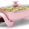 12-inch Nonstick Square Electric Skillet - With Glass Lid, Dishwasher Safe, Pink 1 12-inch Nonstick Square Electric Skillet - With Glass Lid, Dishwasher Safe, Pink -Wilton Shop 41YL48L4LbL