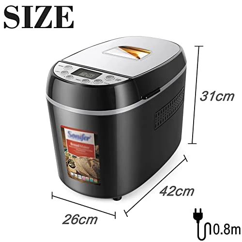 MBJ Bread Maker 1.3kg Automatic Bread Machine 870w Programmable Bread Maker 15-hour Pre-set Timer Control Panel With Lcd Display Sonifer (Color : Bread Machine, Size : AU) 5 MBJ Bread Maker 1.3kg Automatic Bread Machine 870w Programmable Bread Maker 15-hour Pre-set Timer Control Panel With Lcd Display Sonifer (Color : Bread Machine, Size : AU) - Image 3