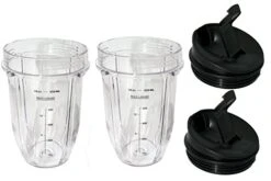 18 Ounce Small Cup Jar With Sip N Seal Lids - Replacement Cup Compatible With Nutri Ninja Auto-iQ 1000w Series And Duo Blenders - Premium Blender Cups Replacement (2 Pack) -Wilton Shop 41YPm0qNl6L