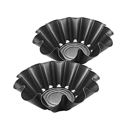 9 Inch Large Heavy Duty Non-Stick Fluted Tortilla Shell Pans, Heat Resistant Flower Baking Molds,Brioche Molds (2 Pcs) 3 9 Inch Large Heavy Duty Non-Stick Fluted Tortilla Shell Pans, Heat Resistant Flower Baking Molds,Brioche Molds (2 Pcs)