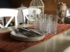 Table Runner 30x135 Inches Cheesecloth Tablecloth For Romantic Wedding Rustic Boho Style Natural Cotton Elegant Decor (Terracotta) -Wilton Shop 41YTzIc47PL