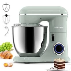 3-IN-1 Electric Stand Mixer, 660W 10-Speed With Pulse Button, Attachments Include 6.5QT Bowl, Dough Hook, Beater, Whisk For Most Home Cooks, Morandi Green