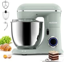 3-IN-1 Electric Stand Mixer, 660W 10-Speed With Pulse Button, Attachments Include 6.5QT Bowl, Dough Hook, Beater, Whisk For Most Home Cooks, Morandi Green -Wilton Shop 41Z9oVgjXCL. AC