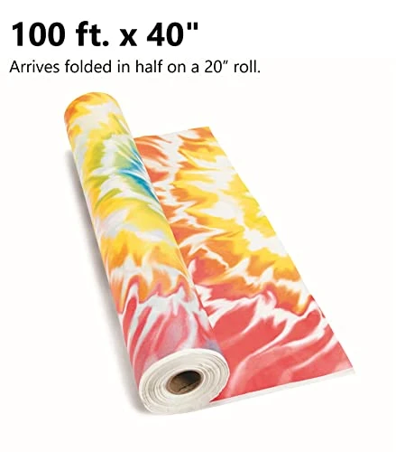 Tie Dye Tablecloth Roll - Tie Dye Theme Disposable Plastic Table Cover 100 FT Long Rainbow Colorful Table Decor For Tie Dye Party Hippie Party 60s Party 70s Party Birthday Party Picnic Kitchen Dining 3 Tie Dye Tablecloth Roll - Tie Dye Theme Disposable Plastic Table Cover 100 FT Long Rainbow Colorful Table Decor For Tie Dye Party Hippie Party 60s Party 70s Party Birthday Party Picnic Kitchen Dining