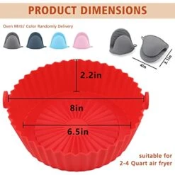 Air Fryer Silicone Pot For 2-4QT- [6.5 Inch 2pack With Oven Mitts] Air Fryers Oven Accessories,Replacement For Air Fryer Paper Liners,Reusable Silicone Air Fryer Pot Basket,Dishwasher Safe -Wilton Shop 41ZJ1xRVsZL