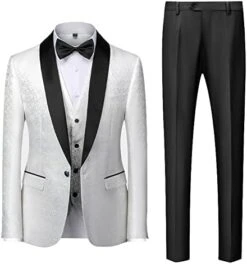 Men's Jacquard Wedding Suit Set Shawl Lapel Slim Fit 3 Pieces Set Plus Size Tuxedo Set -Wilton Shop 41ZUDT1SbL. AC