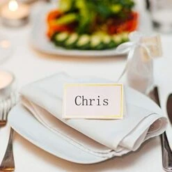 100Pcs Premium Place Cards, Small Table Cards With Gold Foil Border, Escort Cards, Name Cards, Wedding Place Cards For Wedding, Table, Dinner Parties, Seating Cards, 2" X 3.5" -Wilton Shop 41ZbwSScAeL