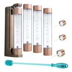 Wenty39 Qarbo Sparkling Water Maker Party Plus Bundle With 4 Bottles, 3 Aircharge Caps And Cleaning Brush (Bronze)