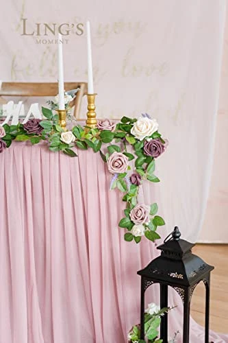 9FT Table Skirt Extra Long Sheer Tablecloth For Backyard Wedding Sweetheart Table Main Table Birthday Party Cake Table Decoration 6 9FT Table Skirt Extra Long Sheer Tablecloth For Backyard Wedding Sweetheart Table Main Table Birthday Party Cake Table Decoration - Image 4