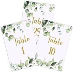 26 Pieces Wedding Table Numbers Cards 1-25 With Head Table Numbers Greenery Eucalyptus Table Cards Double Sided Party Table Numbers For Wedding Reception Baby Shower Birthday Bridal Party (Gold) 17 26 Pieces Wedding Table Numbers Cards 1-25 With Head Table Numbers Greenery Eucalyptus Table Cards Double Sided Party Table Numbers For Wedding Reception Baby Shower Birthday Bridal Party (Gold) -Wilton Shop 41a1YRlRMrL. AC