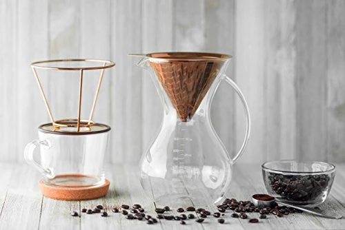 IBOU - Copper Coated Pour Over Coffee Dripper - Paperless Filter - Reusable & Ecofriendly - Honeycomb Design Dripper - Coffee Brewer - Chemex - Bodum - Carafe Compatible 6 IBOU - Copper Coated Pour Over Coffee Dripper - Paperless Filter - Reusable & Ecofriendly - Honeycomb Design Dripper - Coffee Brewer - Chemex - Bodum - Carafe Compatible - Image 4