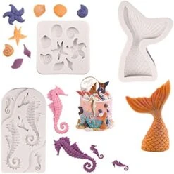 Marine Theme Fondant Molds, 4 PCS Seashell Conch Starfish Baking Silicone Molds For Cake Decoration Chocolate Soap Crafting -Wilton Shop 41aOKp67NvL. AC
