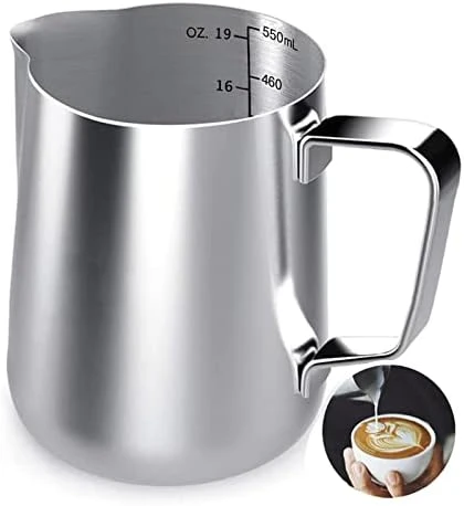 Milk Frothing Pitcher, 20 Oz Milk Frother Cup Espresso Cup Stainless Steel 8 Milk Frothing Pitcher, 20 Oz Milk Frother Cup Espresso Cup Stainless Steel - Image 6