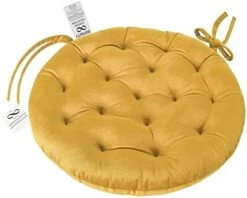 Collection 16 Inch Round Tufted Plush Chair Pad/Cushion For Kitchen Bar Stool Dining Room Durable Reversible With Tie Backs (Wine, 4) -Wilton Shop 41aYa Z3mHL. AC