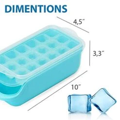 Tray With Bin Easy Release Ice Cube Tray Container Set With Lid Creative Plastic Storage Box Portable Ice Scoop BPA Free Whiskey Cocktail Smoothie Drink Blue -Wilton Shop 41acchZpAgL
