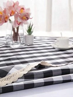 55Inch Gingham Checkered Tablecloth, Black & White Checker, Round Lace Polyester Tablecloth 13 55Inch Gingham Checkered Tablecloth, Black & White Checker, Round Lace Polyester Tablecloth -Wilton Shop 41aeBYqyHxL