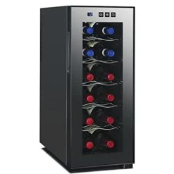 IEASEjgbx Wine Fridge Hold 12 Bottles/Wine Chiller With Aluminum Trim Door Frame