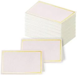 100Pcs Premium Place Cards, Small Table Cards With Gold Foil Border, Escort Cards, Name Cards, Wedding Place Cards For Wedding, Table, Dinner Parties, Seating Cards, 2" X 3.5" -Wilton Shop 41arXmypTDL. AC