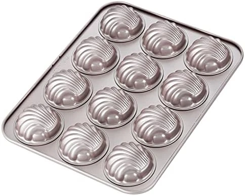 Madeleine Mold Cake Pan, 12-Cavity Non-Stick Spherical Shell Madeline Bakeware For Oven Baking (Champagne Gold) 8 Madeleine Mold Cake Pan, 12-Cavity Non-Stick Spherical Shell Madeline Bakeware For Oven Baking (Champagne Gold) - Image 6