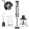 Immersion Blender Hand Blender,800 Watts Scratch Resistant Immersion Blender Handheld,21-Speed Stainless Steel Hand Blender Electric,5-in-1 Heavy Duty Copper Motor Handheld Blender With Chopper, Whisk, Milk Frother, Beaker -Wilton Shop 41b2QnqzJCL