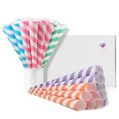 Premium Cotton Candy Cones 50 Pack Pastel Stripes - Candy Park Multicolor Paper Cones - For Cotton Candy Machines & Candy Floss Sugar - Celebrations & Party Supplies -Wilton Shop 41bRCOpTPgL