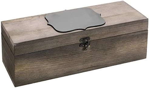 Rustic Burnt Solid Wood Wine Bottle Gift Box With Latched Lid, Decorative Bottle Storage Carrying Case With Chalkboard Label 9 Rustic Burnt Solid Wood Wine Bottle Gift Box With Latched Lid, Decorative Bottle Storage Carrying Case With Chalkboard Label - Image 7