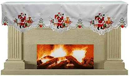 4PCS Holiday Christmas Embroidered Santa Reindeer Poinsettia Placemats 11x17 White, Set Of 4 Pieces 5 4PCS Holiday Christmas Embroidered Santa Reindeer Poinsettia Placemats 11x17 White, Set Of 4 Pieces - Image 3