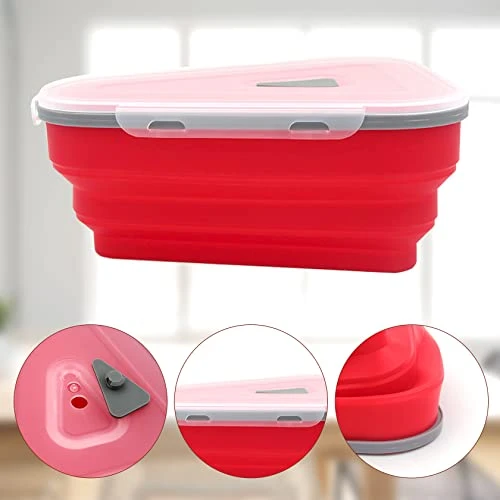 GENERIC Pizza Storage Container,Expandable Red Pizza Slice Container With 5 Microwavable Serving Trays,Reusable Pizza Keeper Of Leftover Pizza 5 GENERIC Pizza Storage Container,Expandable Red Pizza Slice Container With 5 Microwavable Serving Trays,Reusable Pizza Keeper Of Leftover Pizza - Image 3